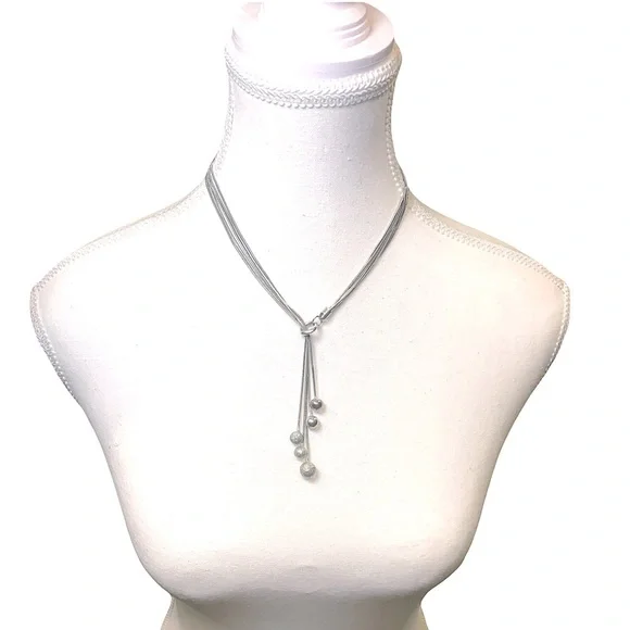 Stering .925 Sterling Silver Multi-Strand Necklace Heavy Sterling Designer balls - Picture 6 of 7